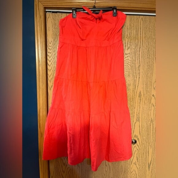 Universal Thread Coral Strapless Tie Front Midi Dress - Picture 1 of 3